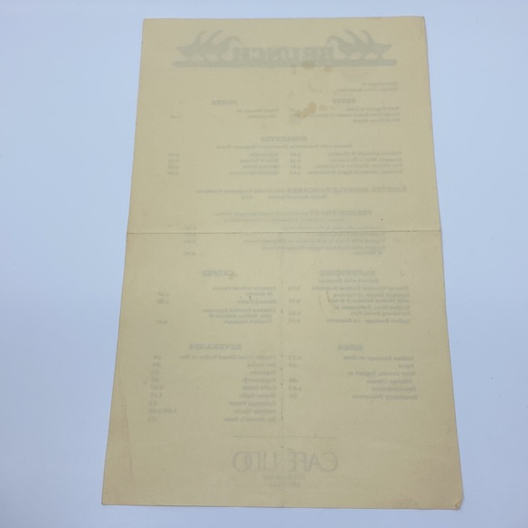 Vintage restaurant menu | Cafe Lido - Picture 2 of 5
